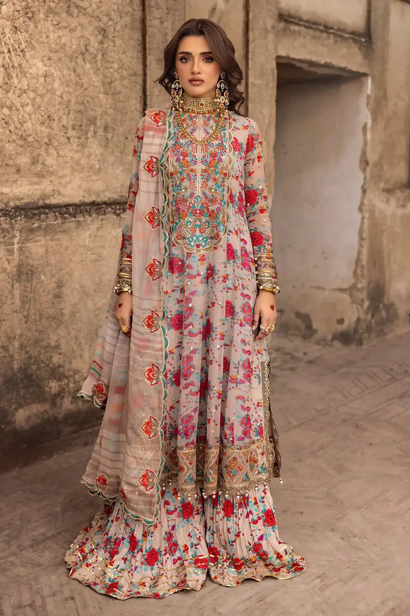 Charizma Embroidered Multi Floral Luxury Chiffon Suit 8480