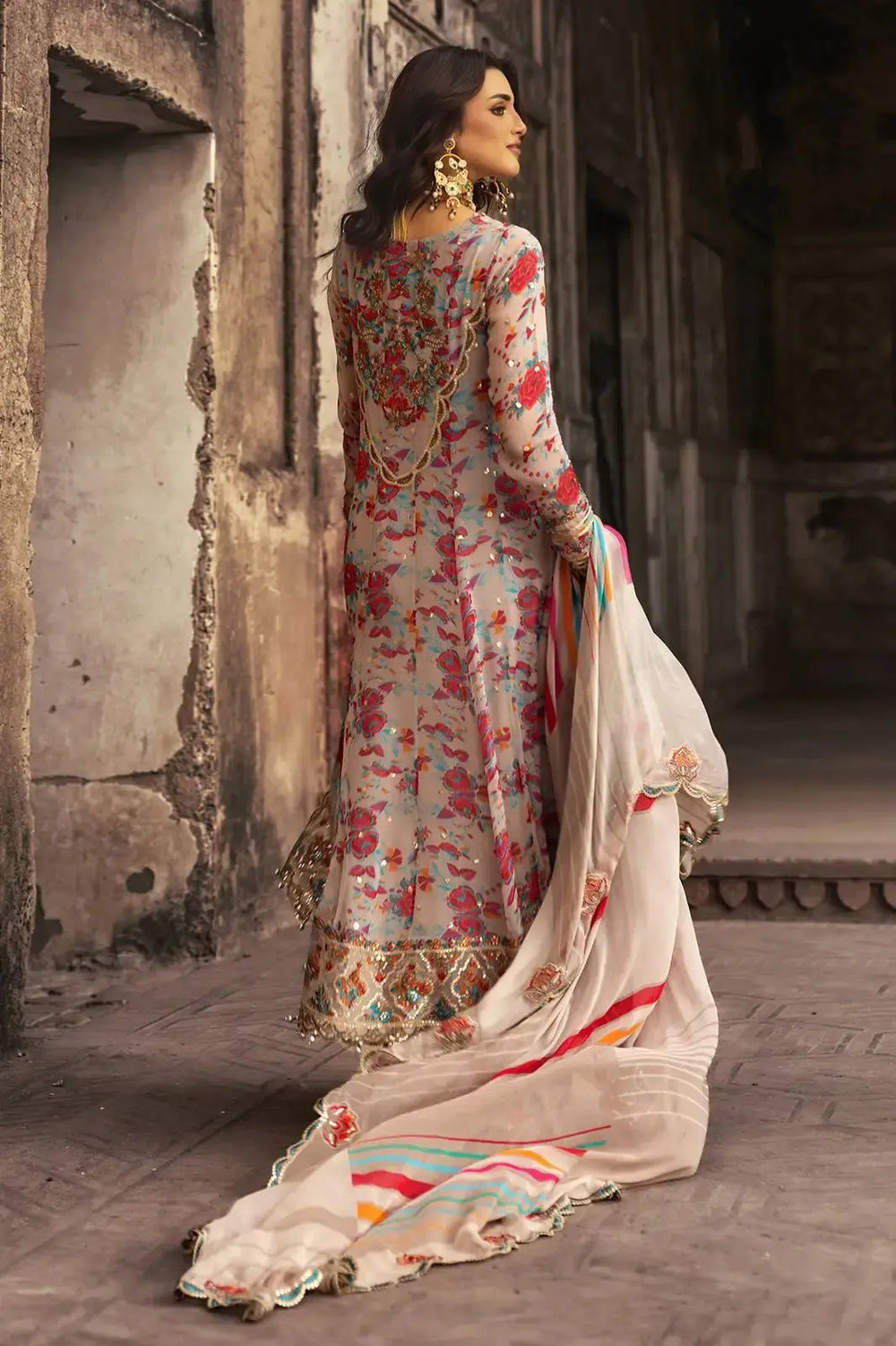 Charizma Embroidered Multi Floral Luxury Chiffon Suit 8480