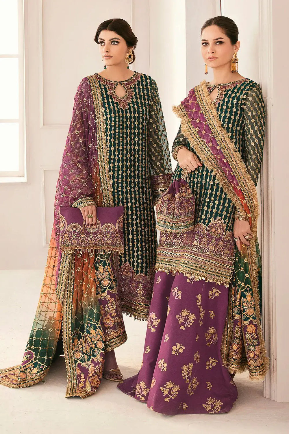 Embroidered Chiffon Heavy Suit 8476