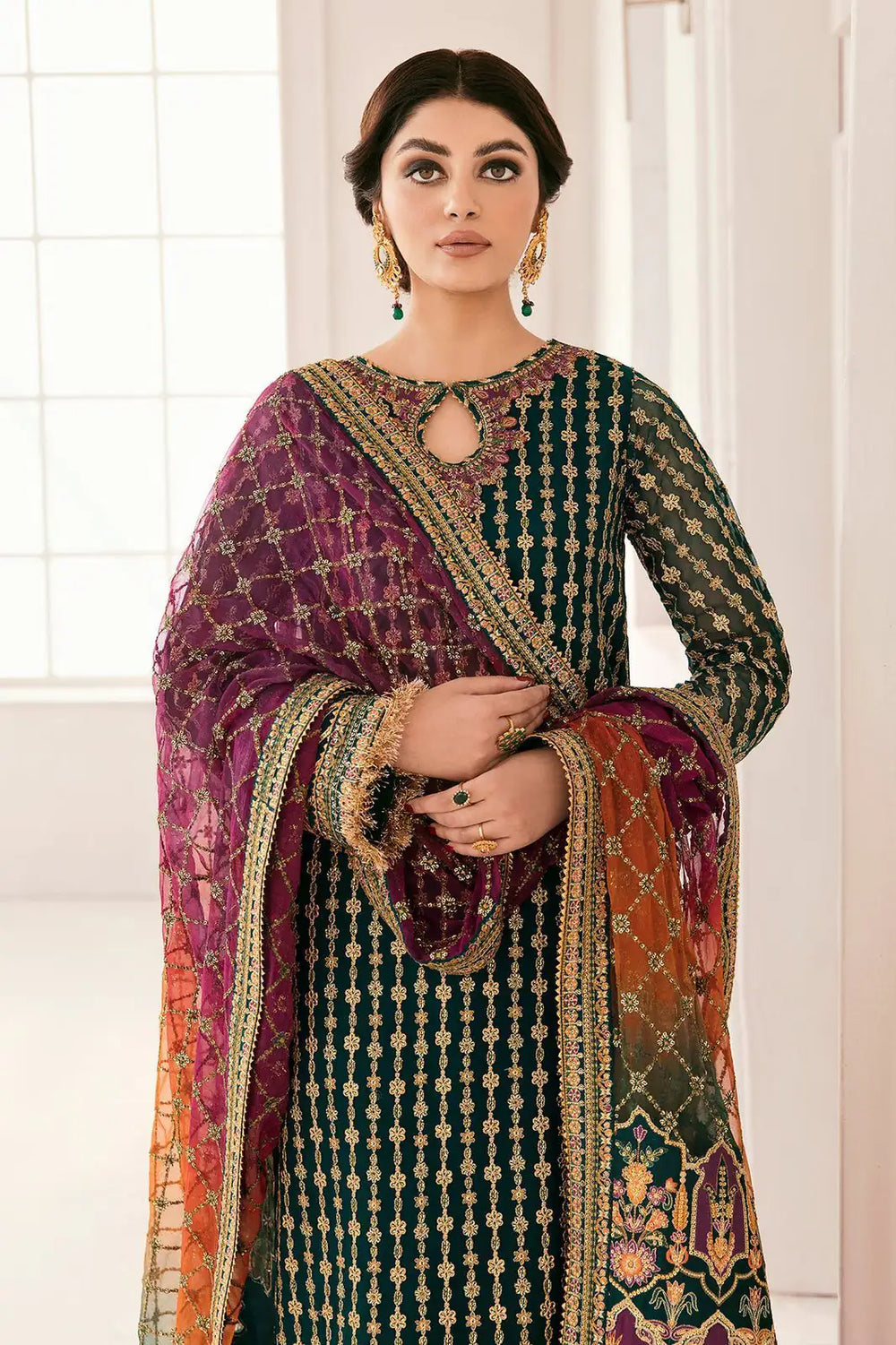 Embroidered Chiffon Heavy Suit 8476