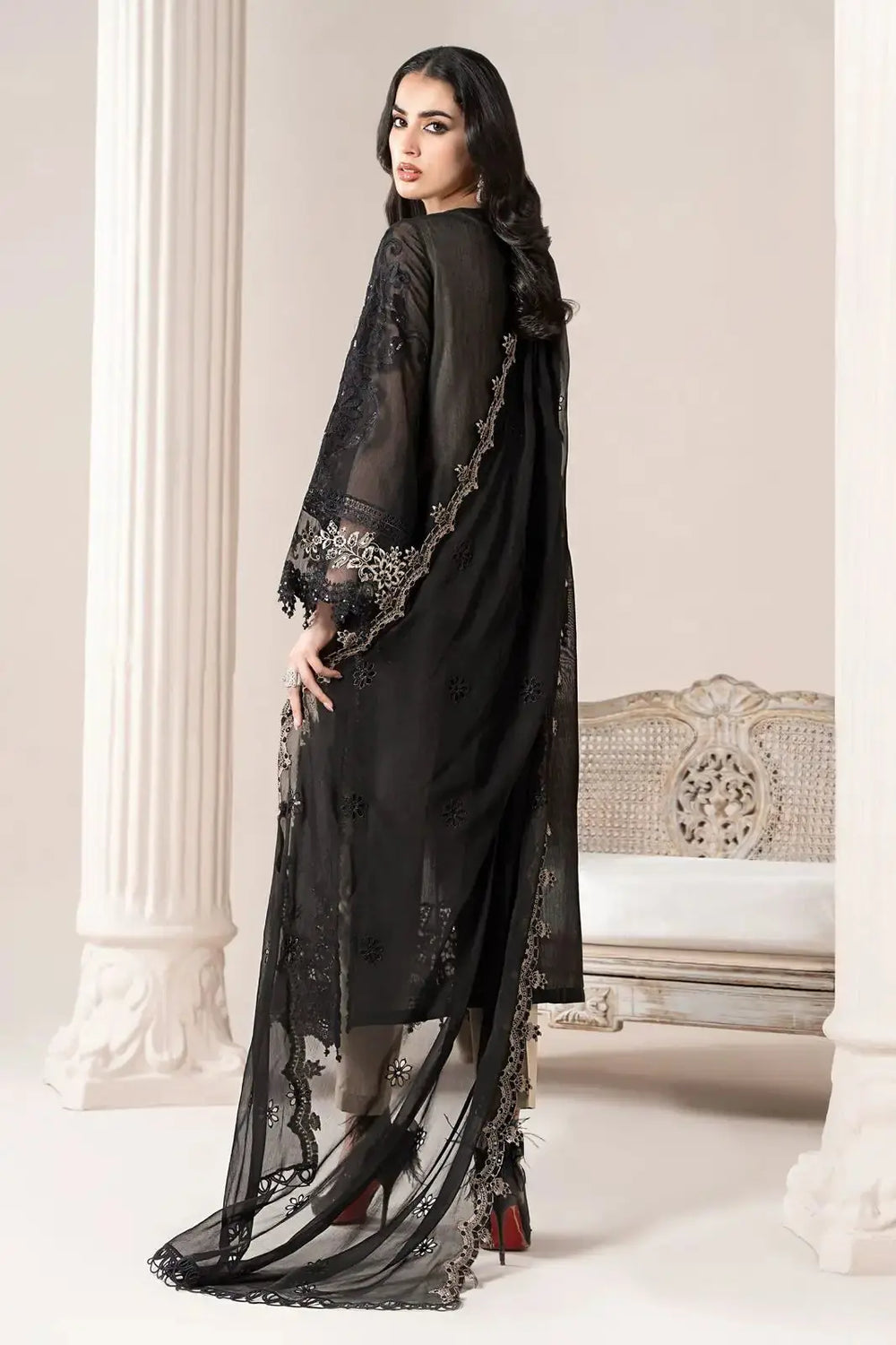 Embroidered Paper Cotton Suit 8495