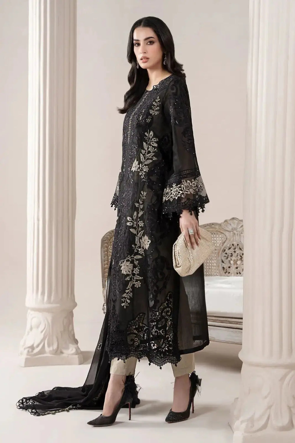 Embroidered Paper Cotton Suit 8495