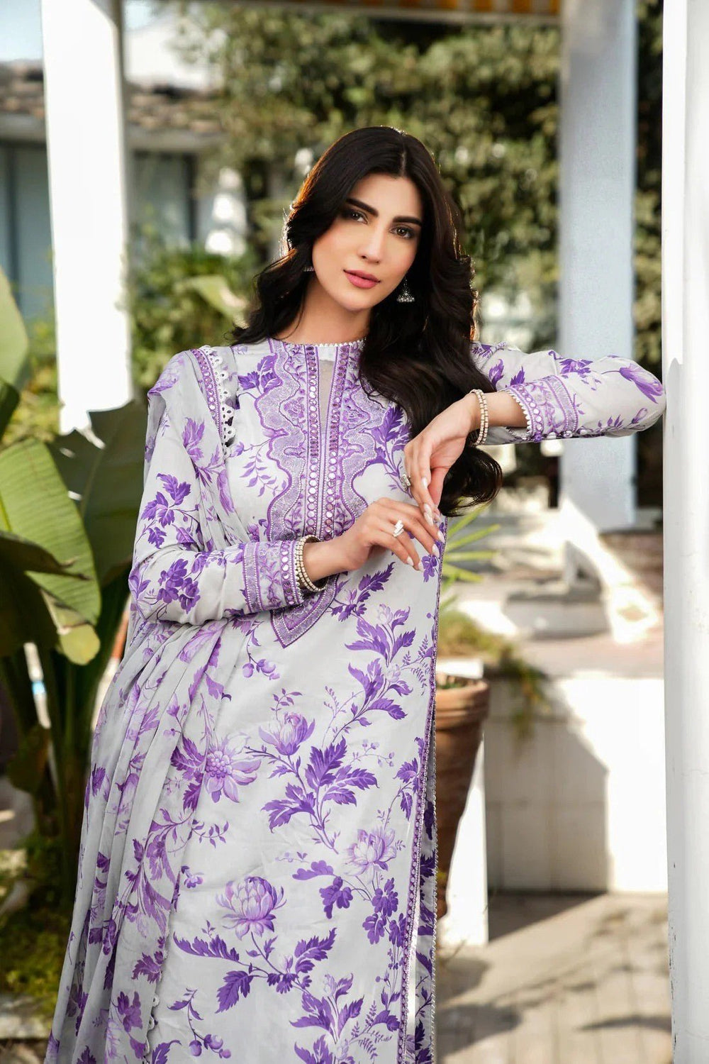 Lawn Suit Purple 8445