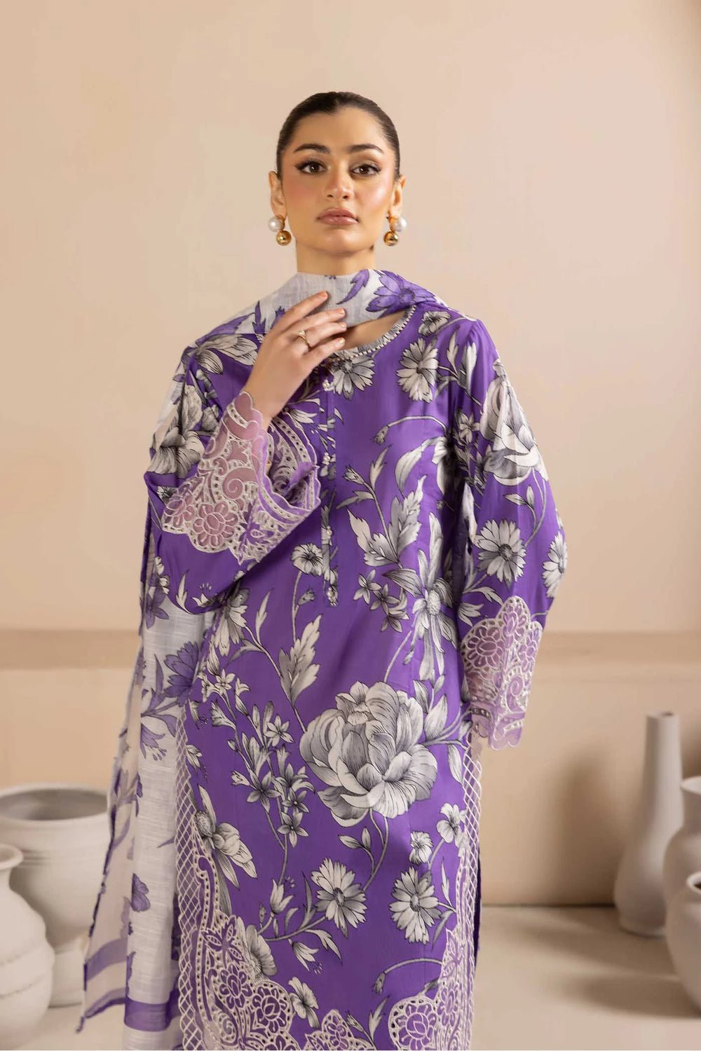 Lawn Suit Purple 8447
