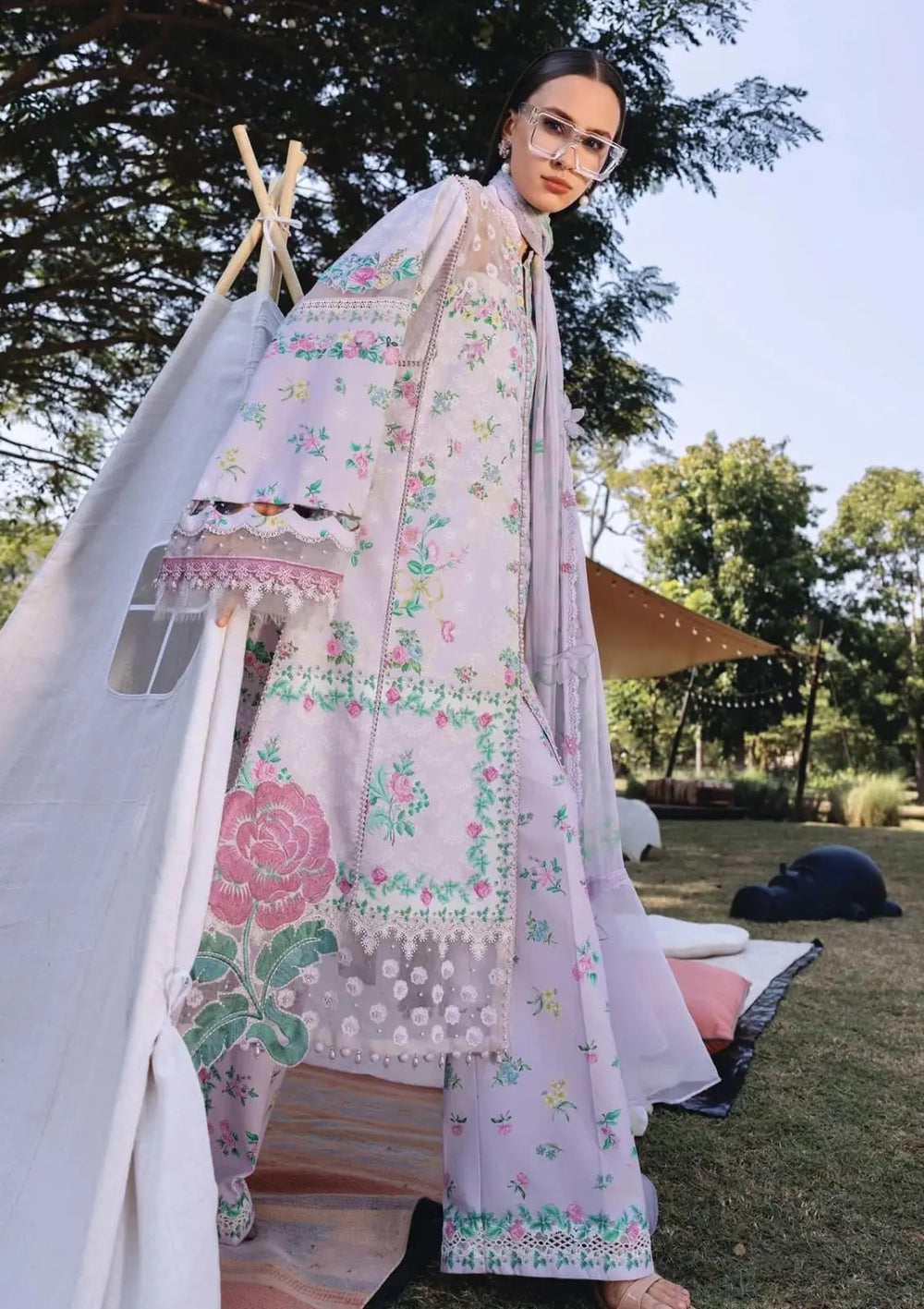 M Print lawn Suit 8527