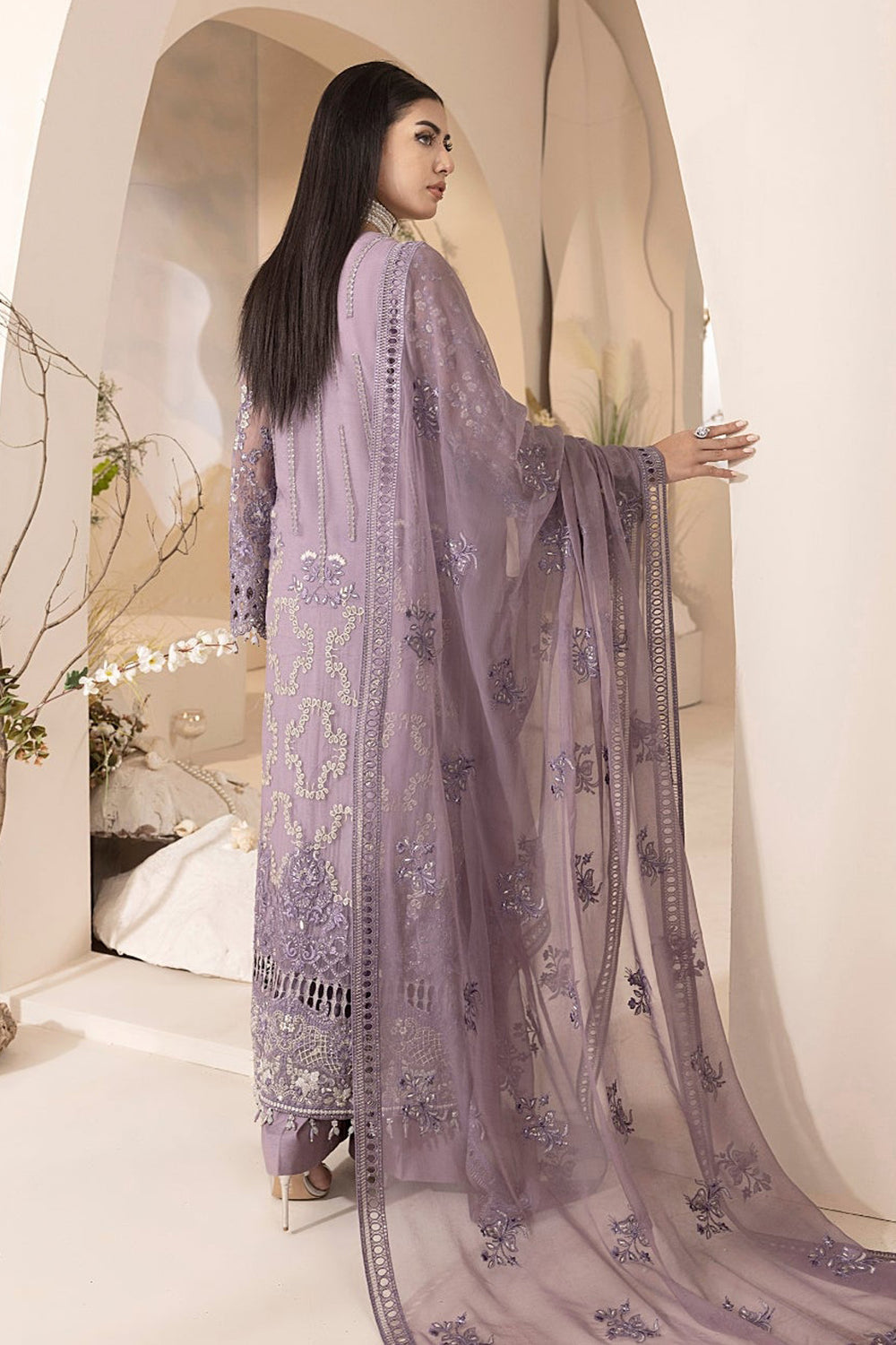 CHIFFON Suit With SILK Trouser 8593