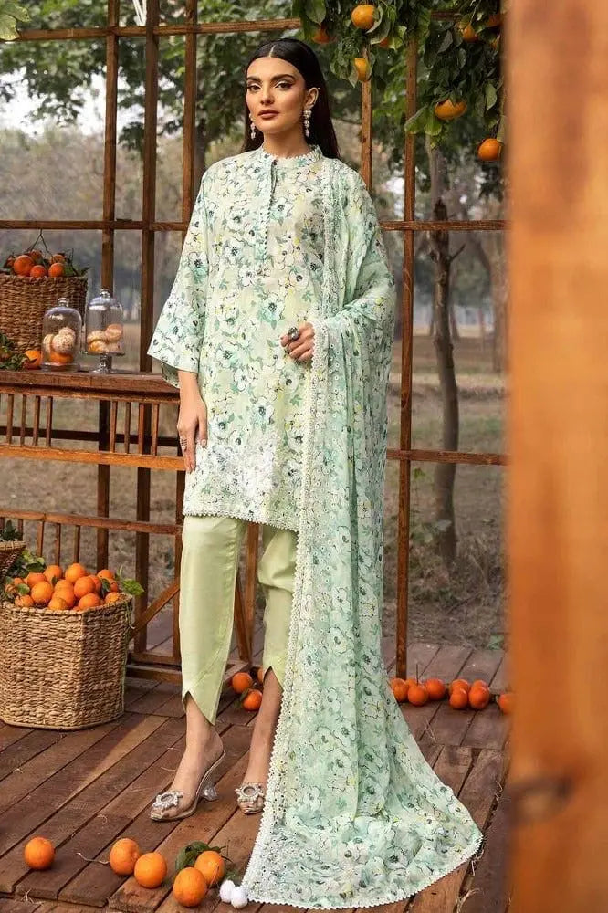 Mix Fabric Lawn Suit 8539