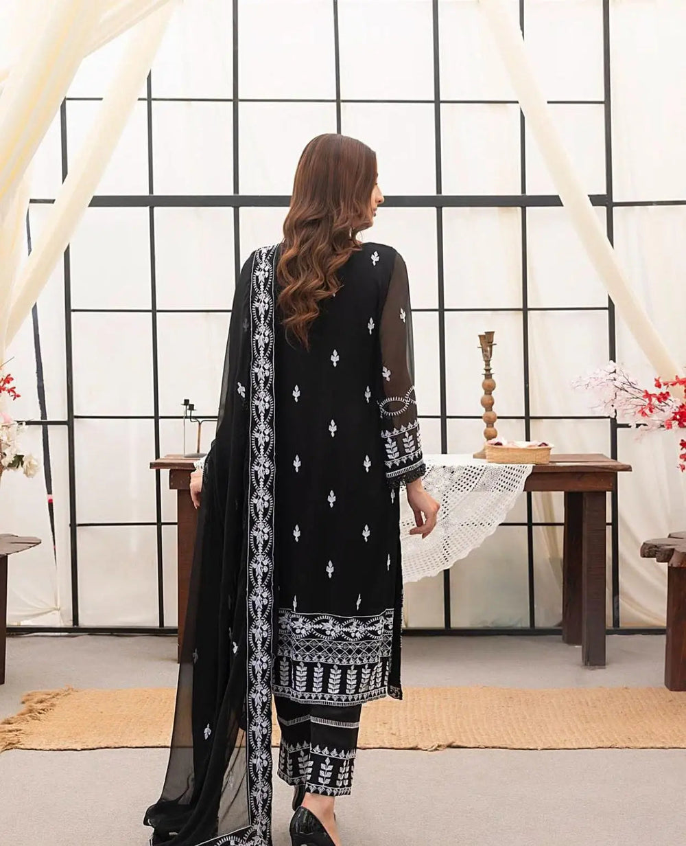 Chiffon Embrioderd Suit 8534