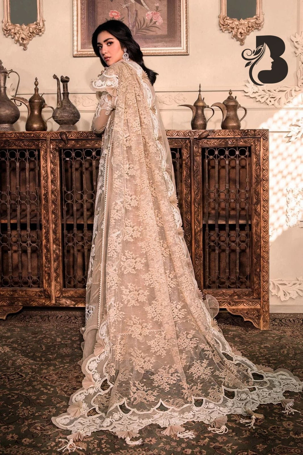 Elegant Organza Embroidered Suit 8536